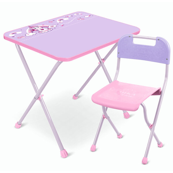 Комплект складной мебели КА2-М/1, цвет - розовый с единорогом.