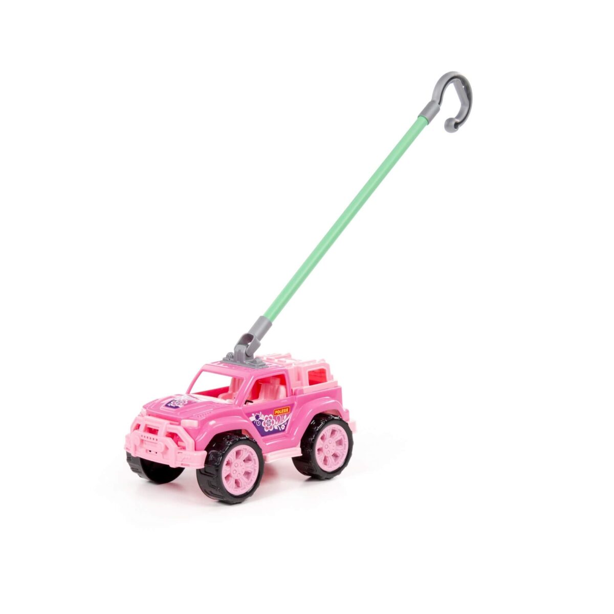 Автомобиль-каталка "Легионер" с ручкой (розовый) 1