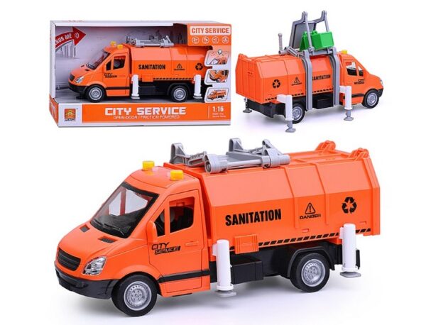 Машина "Городская служба" (свет, звук) на батарейках, в коробке (цвет оранжевый) (арт. WY592B)