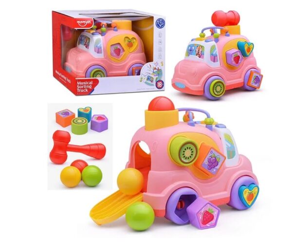 Развивающая игрушка "Машина-Сортер", цвет розовый (арт. HE0548)