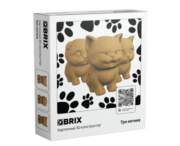 QBRIX Картонный 3D конструктор "Три котика" (арт. 20021)