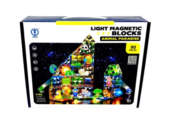 Конструктор магнитный Light Magnetic Blocks "Животные" 90дет. (Арт. 8800)