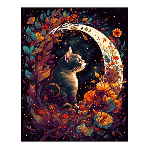 Картина по номерам холст на подрамнике 40*50см "Лунный кот" (арт. Рх-174)