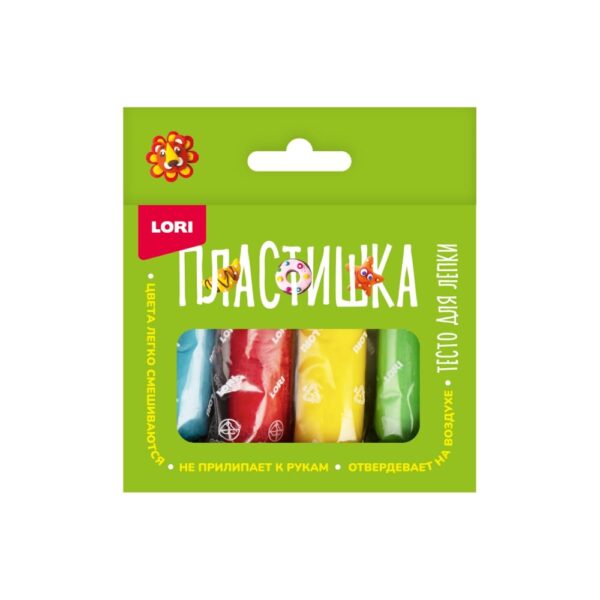 Пластишка. Тесто для лепки 4 цв по 30 гр (коробка с вырубным окном) (арт. Тдл-046) 1
