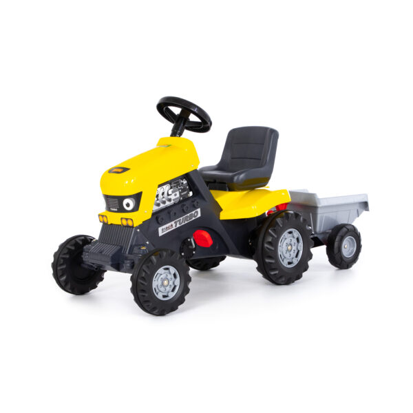 Каталка-трактор с педалями "Turbo" (жёлтая) с полуприцепом (Арт. 89328)
