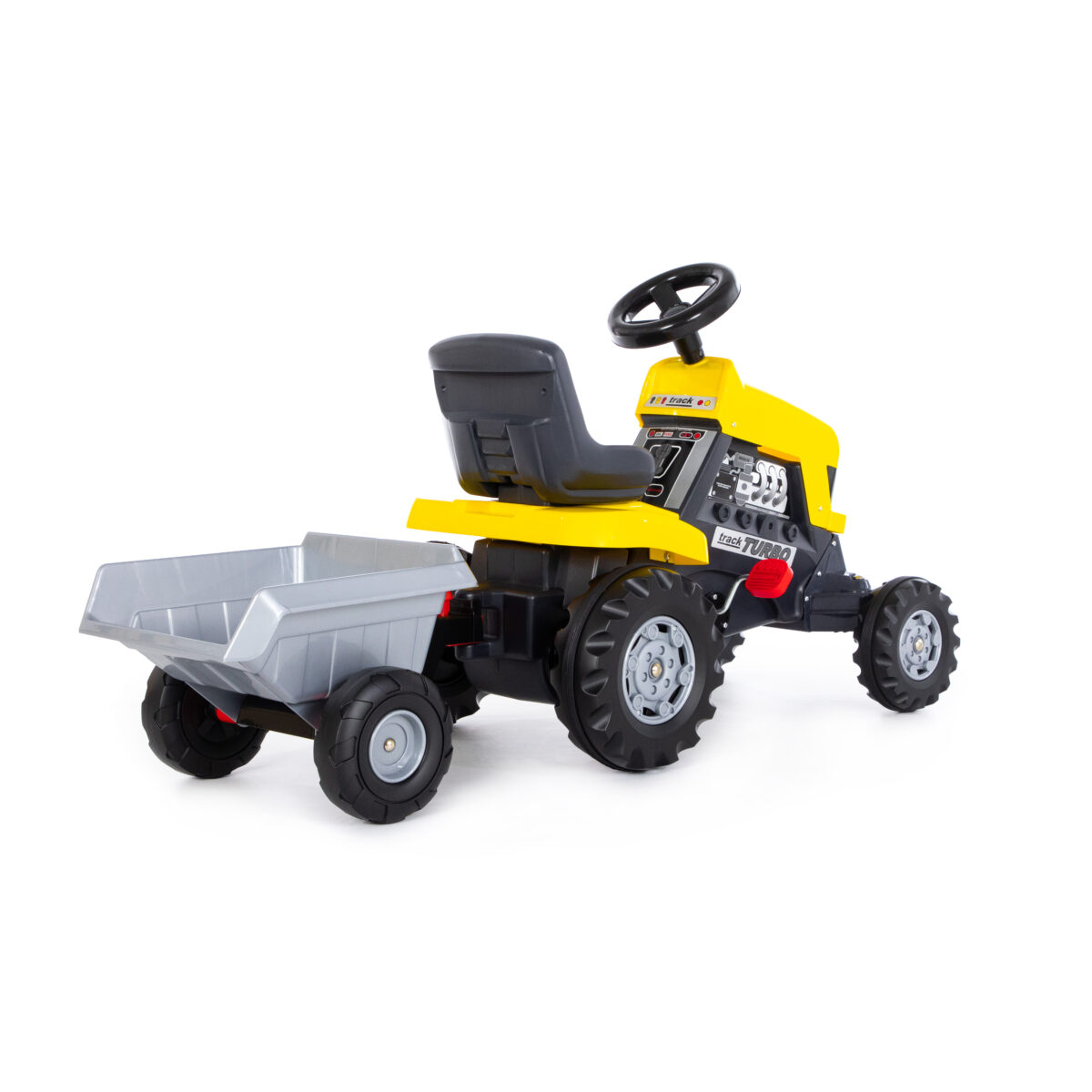 Каталка-трактор с педалями "Turbo" (жёлтая) с полуприцепом (Арт. 89328) 4