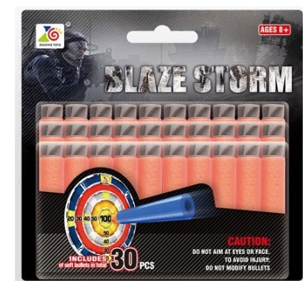 Набор мягких пуль "Blaze Storm ZC09" (30 шт.) на листе в ассортименте. 1