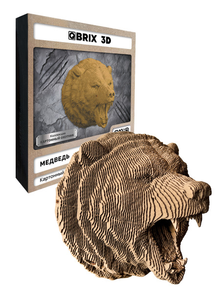 QBRIX Картонный 3D конструктор Коллекция "Картонный охотник" Медведь 2