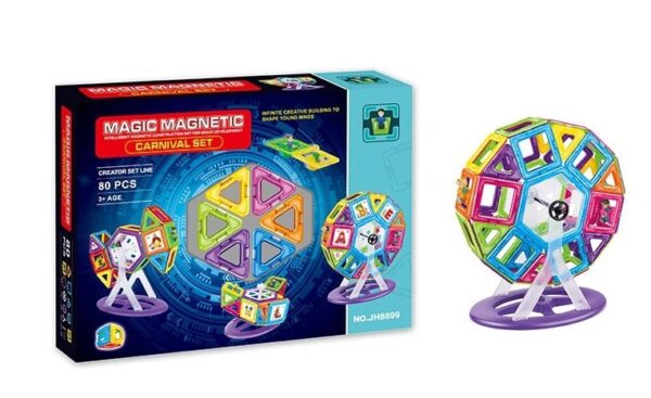 Конструктор магнитный "Magic Magnetic JH8899" (80 деталей) в коробке. 1