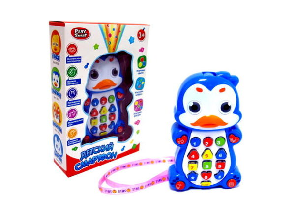Детский смартфон-проектор "Пингвинёнок" (свет, звук) в коробке. 1