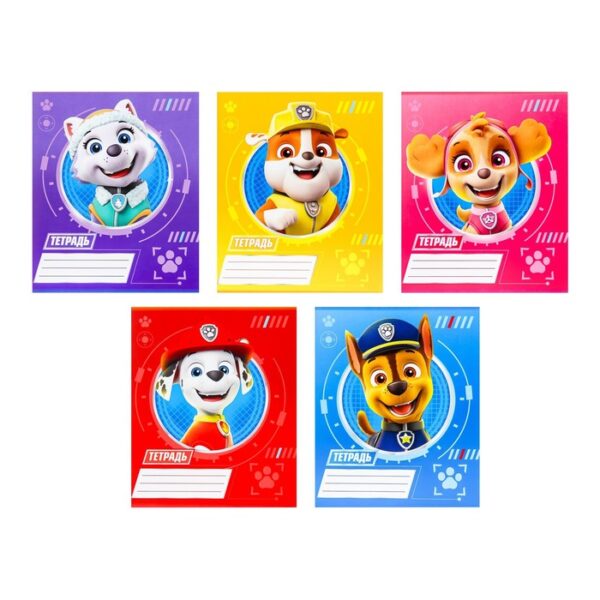 Тетрадь 12 листов клетка, 5 видов МИКС, PAW PATROL 4418427