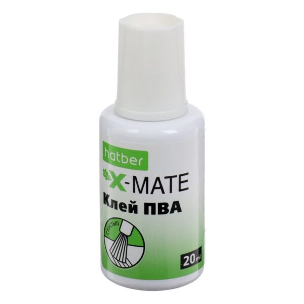 Клей ПВА  20мл с кисточкой Hatber X-Mate GL_071923 9212044