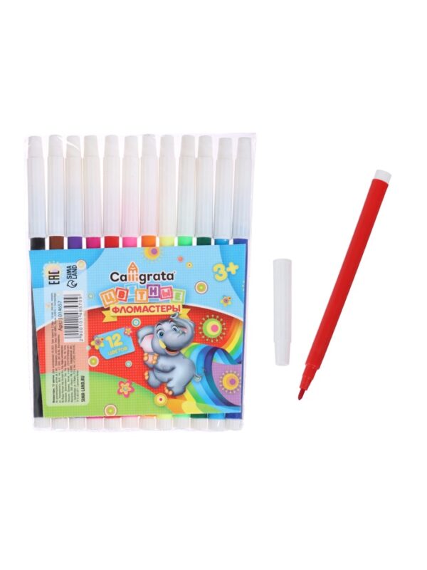 Фломастеры 12 цветов в PVC пакете невентилируемый колпачок 1014657 1