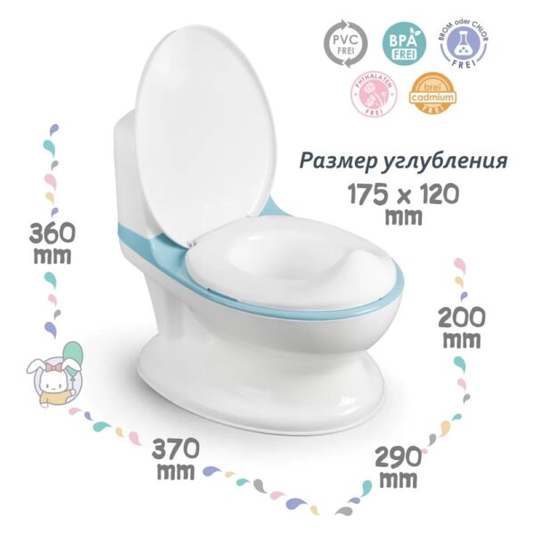 Горшок-унитаз музыкальный для детей Kidwick МП, белый-голубой 1