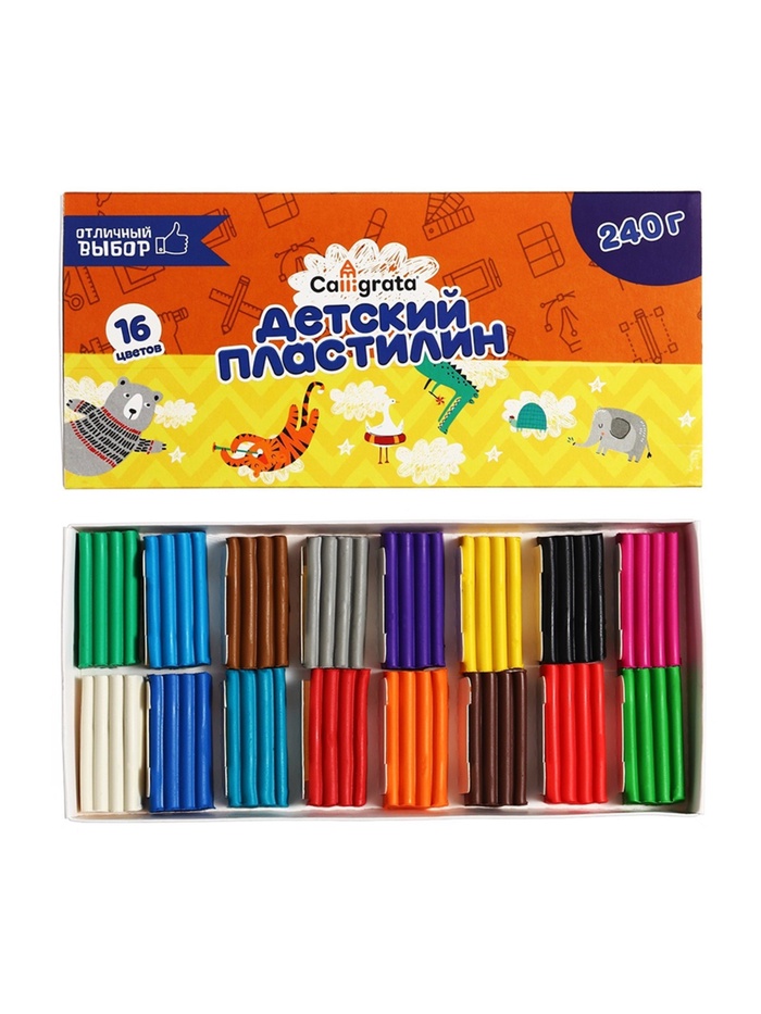 Пластилин 16цв 240 г Calligrata классический 5400731 1 Пластилин 16цв 240 г Calligrata классический 5400731 1