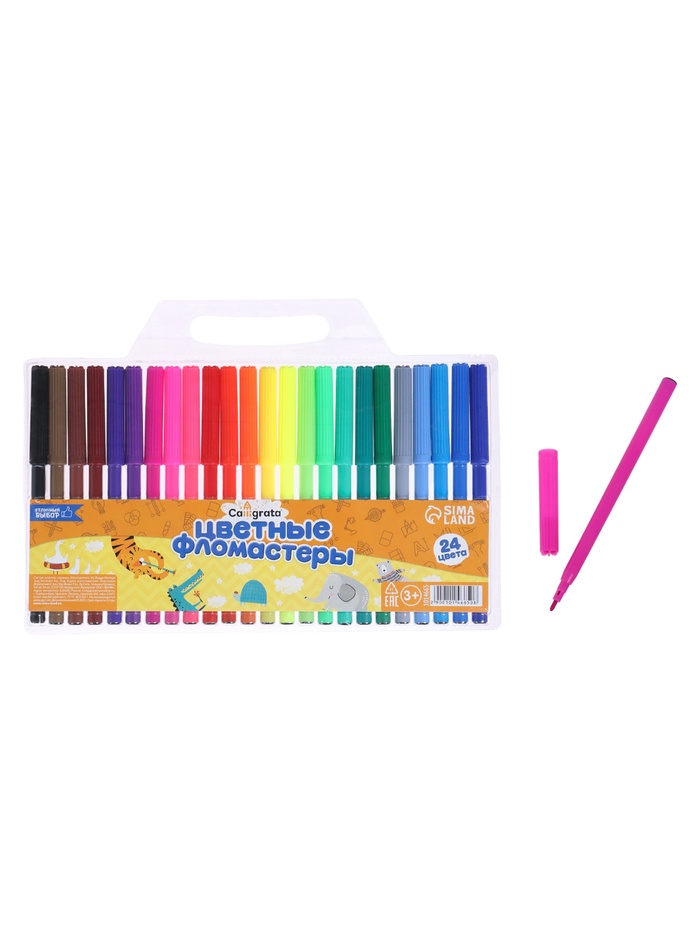 Фломастеры 24 цвета в блистере CALLIGRATA вентилируемый колпачок 1014665 1 Фломастеры 24 цвета в блистере CALLIGRATA вентилируемый колпачок 1014665 1