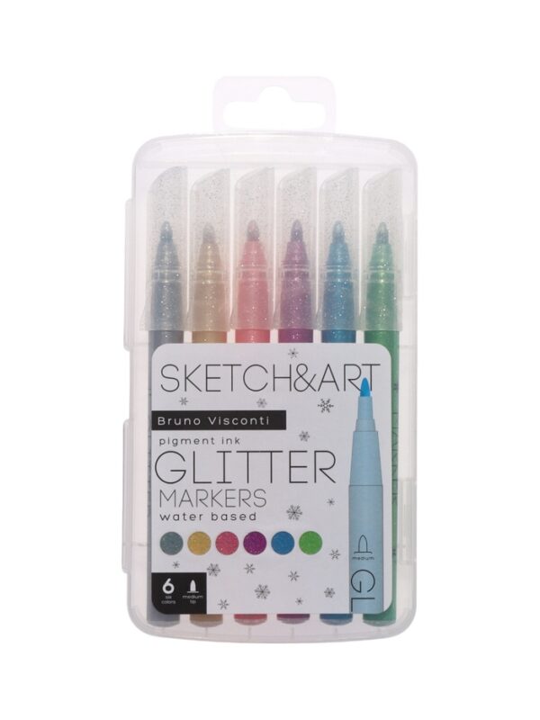 Набор маркеров глитерных SKETCH&ART 6цв, 3.0мм 10899132 1