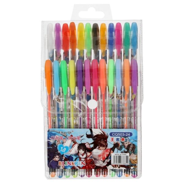 Набор гелевых ручек 24 цвета металлик корпус с рисунком в блистере на кнопке 127754 1