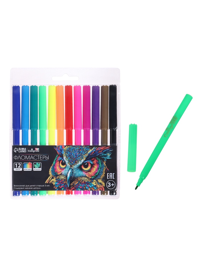 Фломастеры 12 цветов в блистере TOP Calligrata 9866299 1 Фломастеры 12 цветов в блистере TOP Calligrata 9866299 1