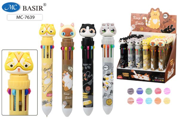 Авторучка 10-и цветная «КОШКА» (МС-7639) 1