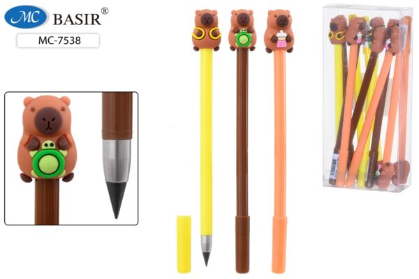 МС-7538 Вечный карандаш: "КАПИБАРА"; яркий, цветной  корпус /ассорти/, прорезиненный наконечник. 1