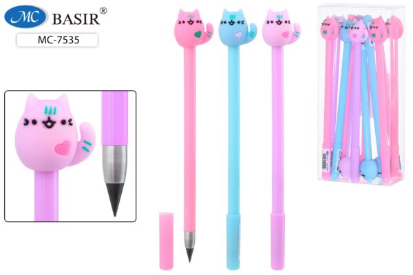 МС-7535 Вечный карандаш: "КОШКА"; яркий, цветной  корпус /ассорти/, прорезиненный наконечник. 1