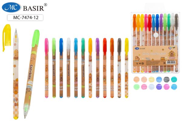 Набор гелевых ручек «КАПИБАРА» (с блёстками) МС-7474-12 1