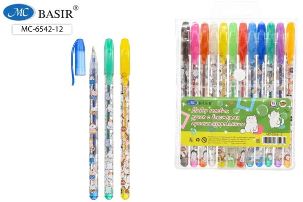 Набор гелевых ручек «КОТЫ» (с блёстками) МС-6542-12 1