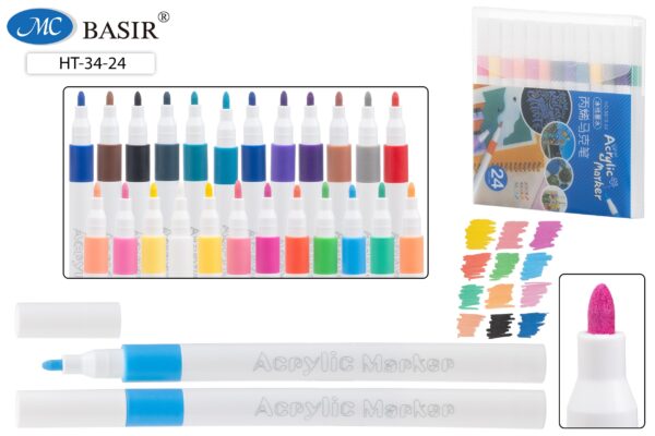 Набор акриловых маркеров на водной основе, 24 цвета. 1