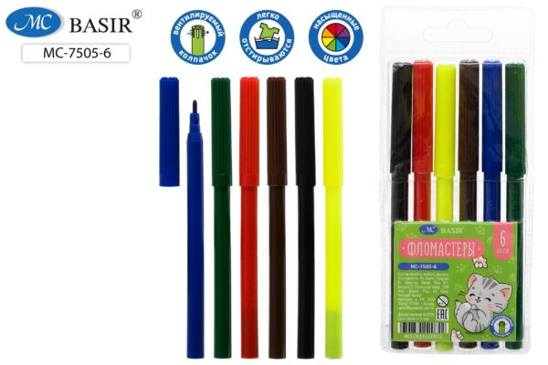Набор фломастеров «КОТЯТА» (6 цветов) МС-7505-6 1