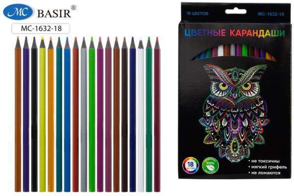 Набор цветных карандашей «СОВА» МС-1632-18, 18 цв. 1