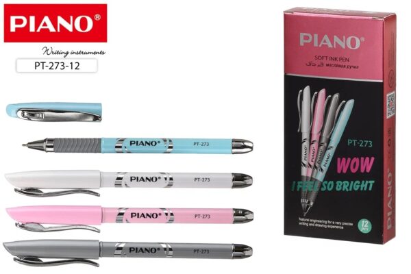 Ручка шариковая с чернилами на масляной основе "Piano", цветной корпус, цвет чернил-синий. (PT-273-12) 1