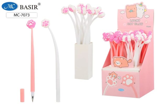 МС-7073 Ручка шариковая: детская; "ЛАПКИ"; гибкий прорезиненный цветной корпус /ассорти/, накончник-лапки, 0,5 mm, цвет чернил-синий. 1