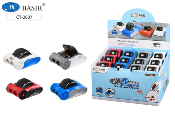 Точилка "МАШИНА" двойная с контейнером, с откидной крышкой, размер 6*4 см. (CY-2807) 1