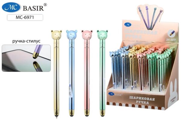 Шариковая ручка с поворотным механизмом+стилус, цвет чернил: синий. (МС-6971) 1