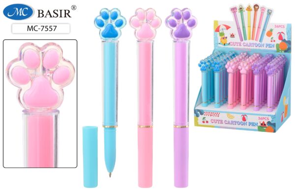 МС-7557 Шариковая ручка: детская; "ЛАПКИ"; одноразовая, оригинальный цветной корпус /ассорти/, цвет чернил синий. 1