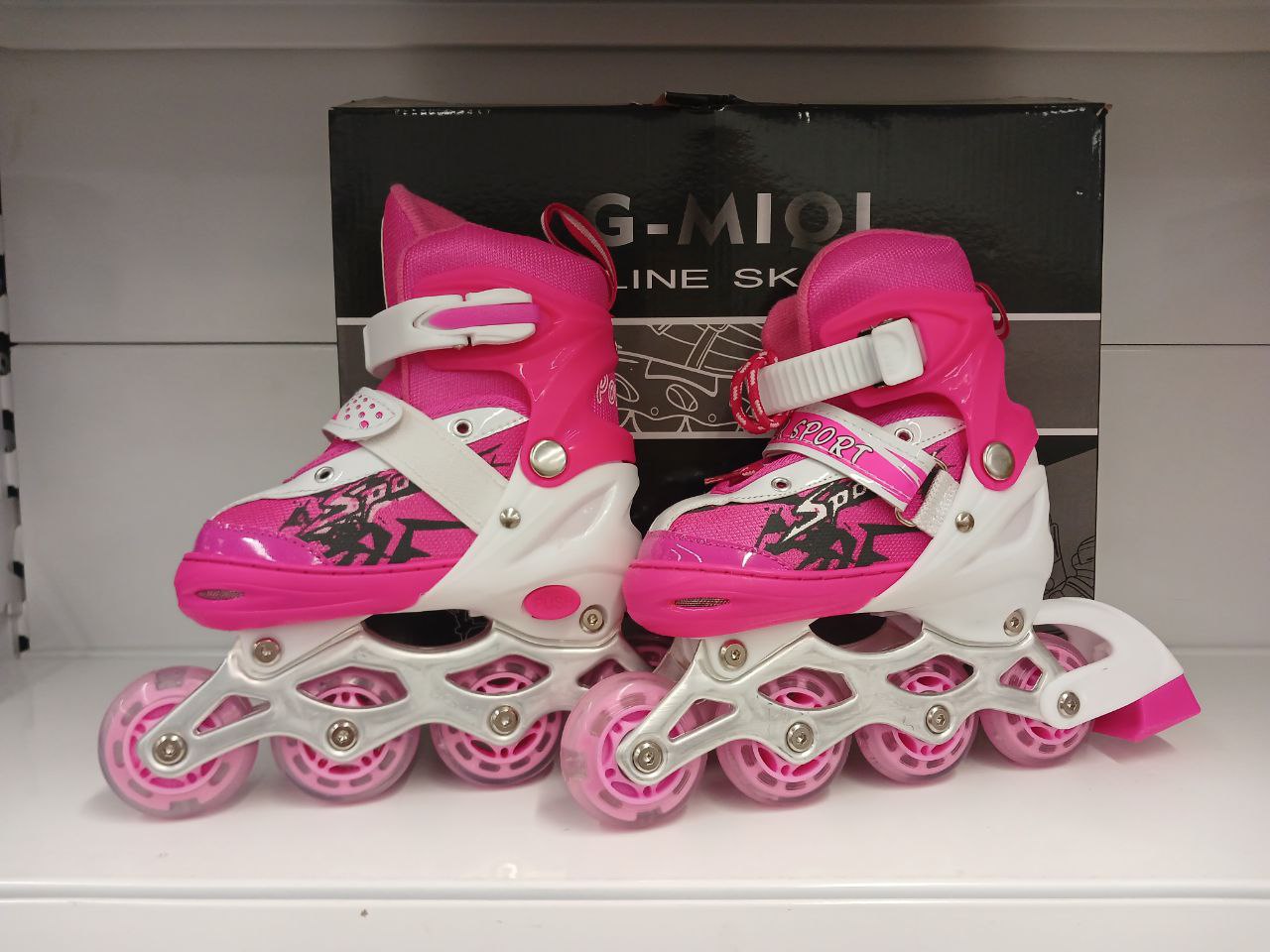 Роликовые коньки раздвижные, размер S, цвет Розовый 1 Роликовые коньки раздвижные, размер S, цвет Розовый 1