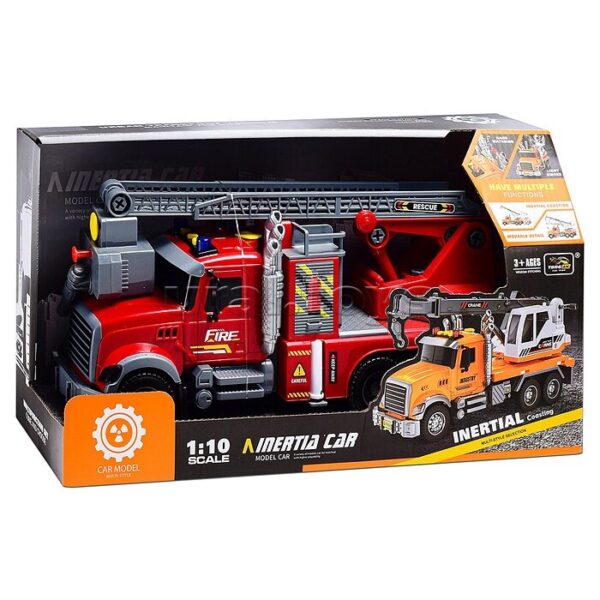 Машина "Пожарная" с лестницей и распылителем воды, на батарейках, в коробке (арт.ZH811-6) 1