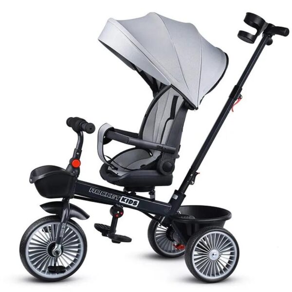 Велосипед трёхколёсный с родительской ручкой Rocket MLX-510-GR, серый 1
