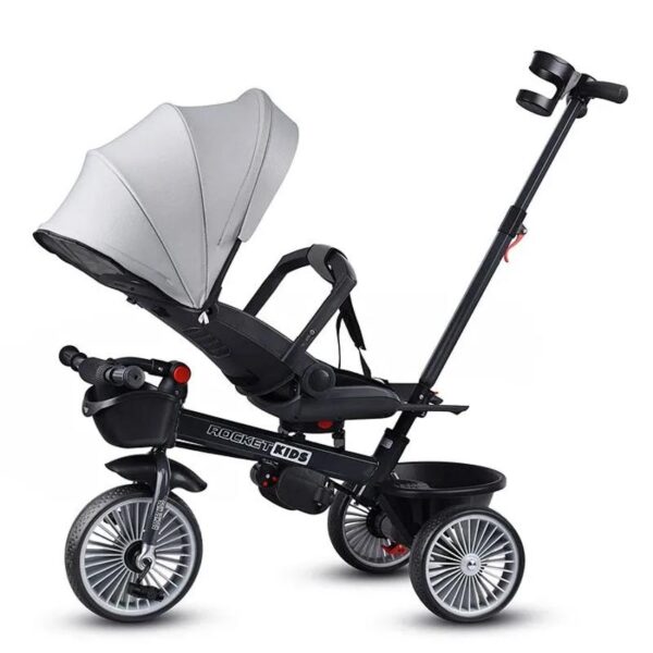 Велосипед трёхколёсный с родительской ручкой Rocket MLX-510-GR, серый 2