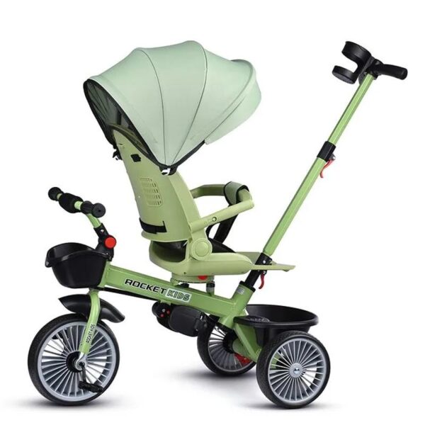 Велосипед трёхколёсный с родительской ручкой Rocket MLX-510-PS, зеленый 2