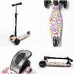 Самокат 3-х колесный складной S0098, принт "Цветы" 6