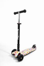 Самокат 3-х колесный складной S0098, принт "Цветы" 1