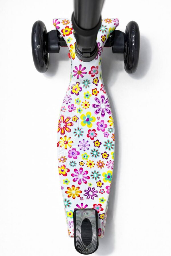 Самокат 3-х колесный складной S0098, принт "Цветы" 2