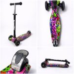Самокат 3-х колесный складной S00098, принт "Яркое граффити" 5