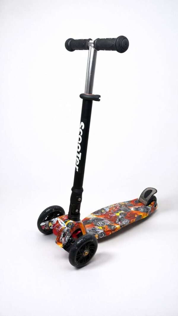 Самокат 3-х колесный складной S00098, принт "Машины" 1