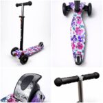 Самокат 3-х колесный S00225", принт "Фиолетовые цветы" 5