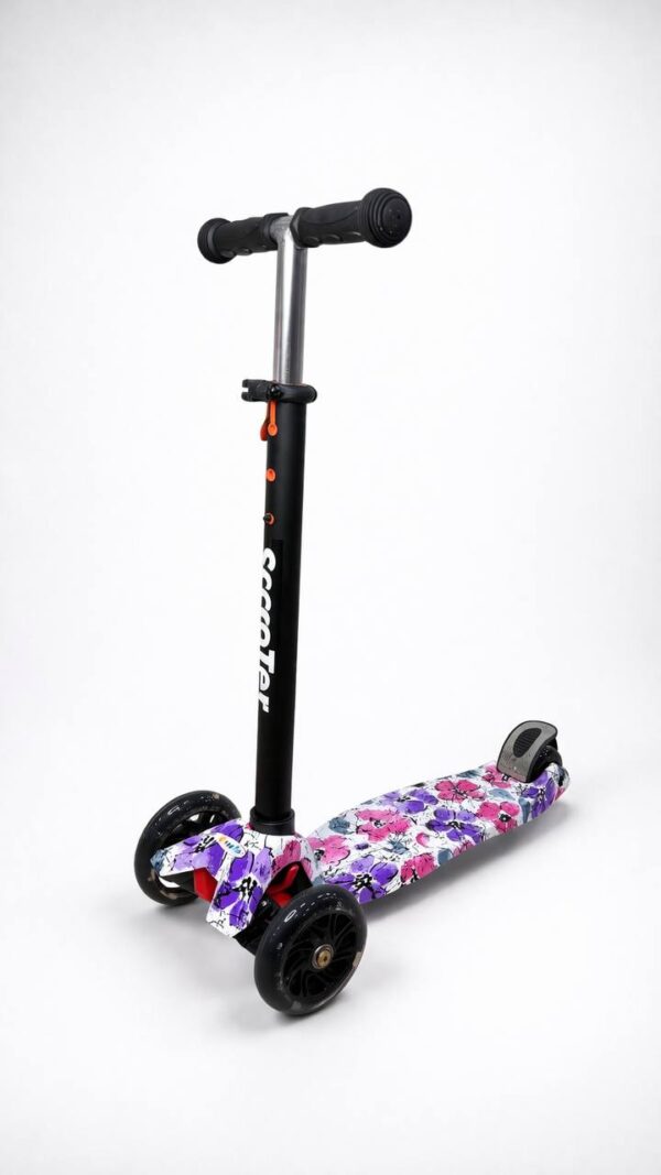 Самокат 3-х колесный S00225", принт "Фиолетовые цветы" 1