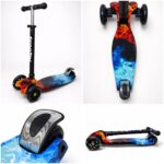 Самокат 3-х колесный складной S00225, принт "Пламя" 6