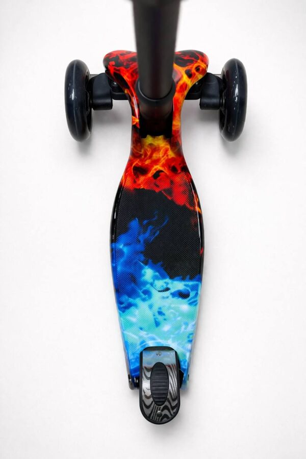 Самокат 3-х колесный складной S00225, принт "Пламя" 2